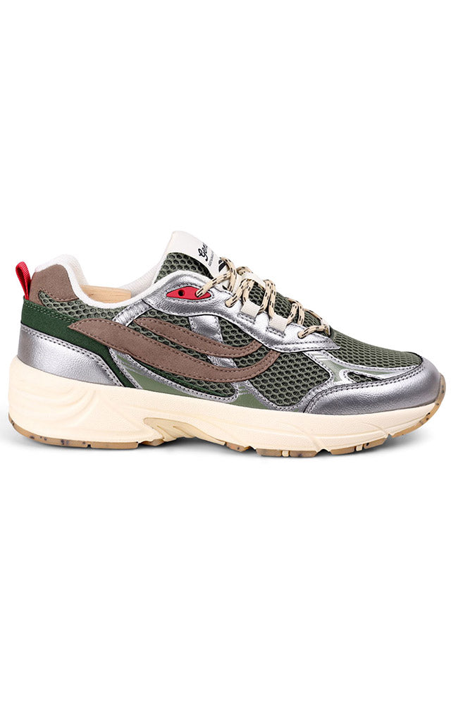 Genesis Damen vegan Sneaker G-Eco 99 Mit Gepunkteter Sohle, Silber/Olive