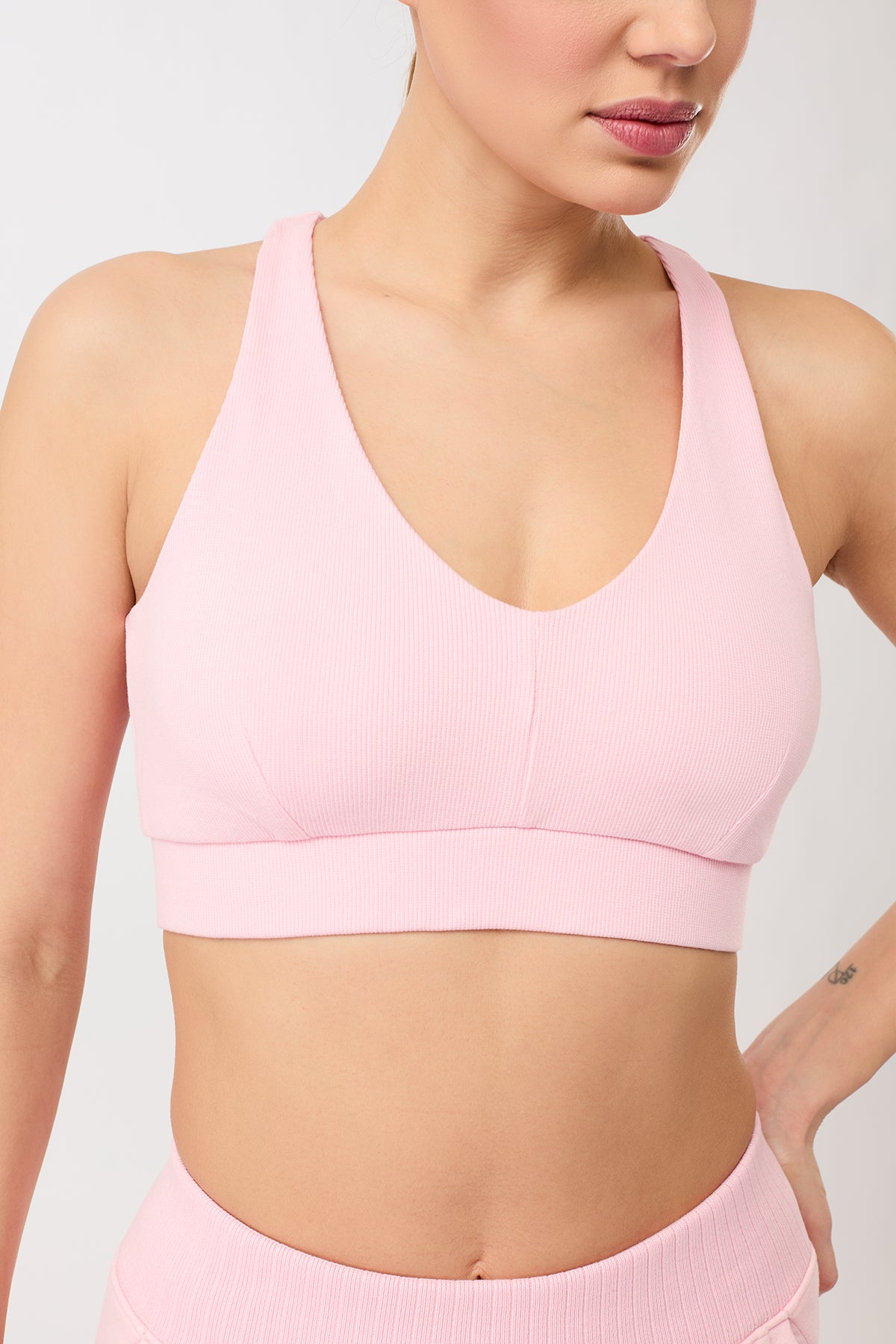 Mandala Damen vegan Sport Bh Rib Zartrosa