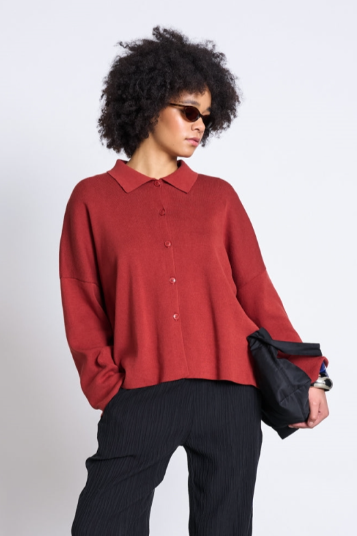 JAN 'N JUNE womens vegan Cardigan Anjo Mid Red
