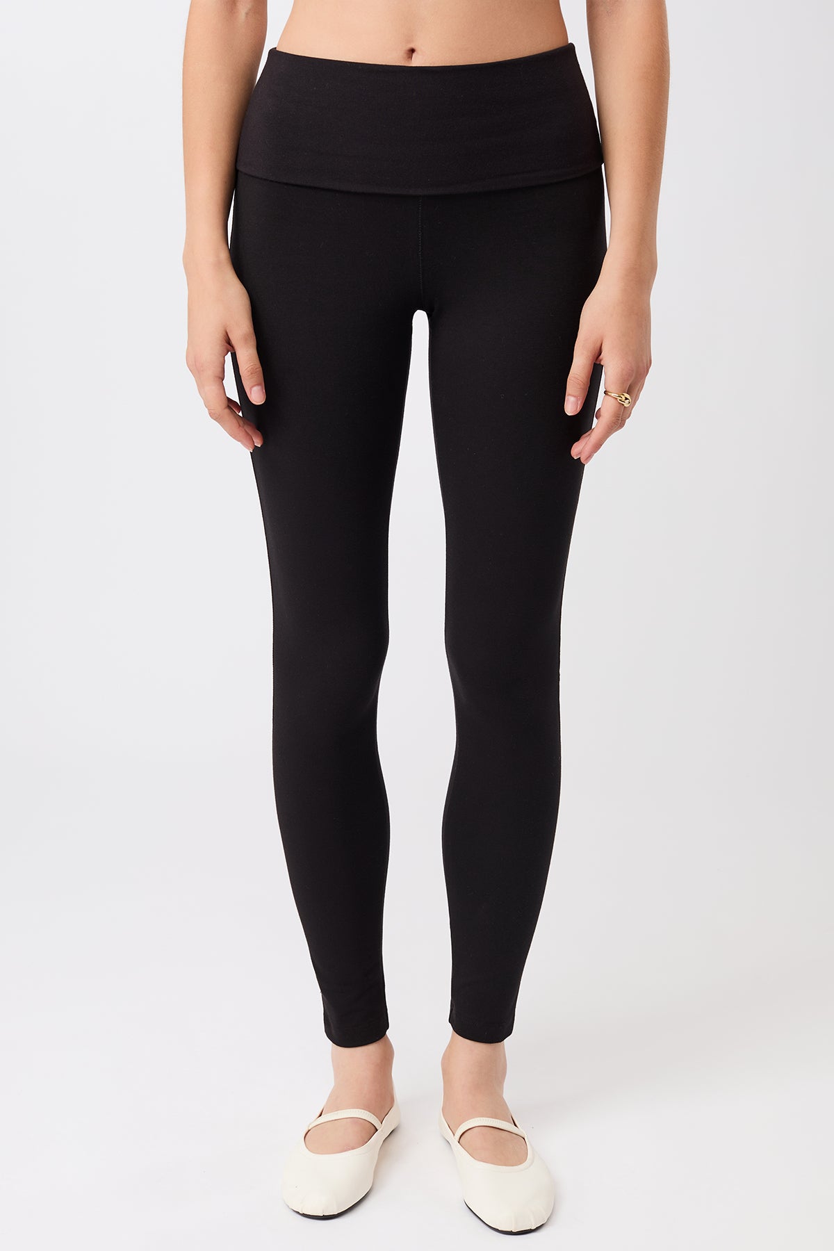 MANDALA Damen vegan Leggings Rolldown Schwarz