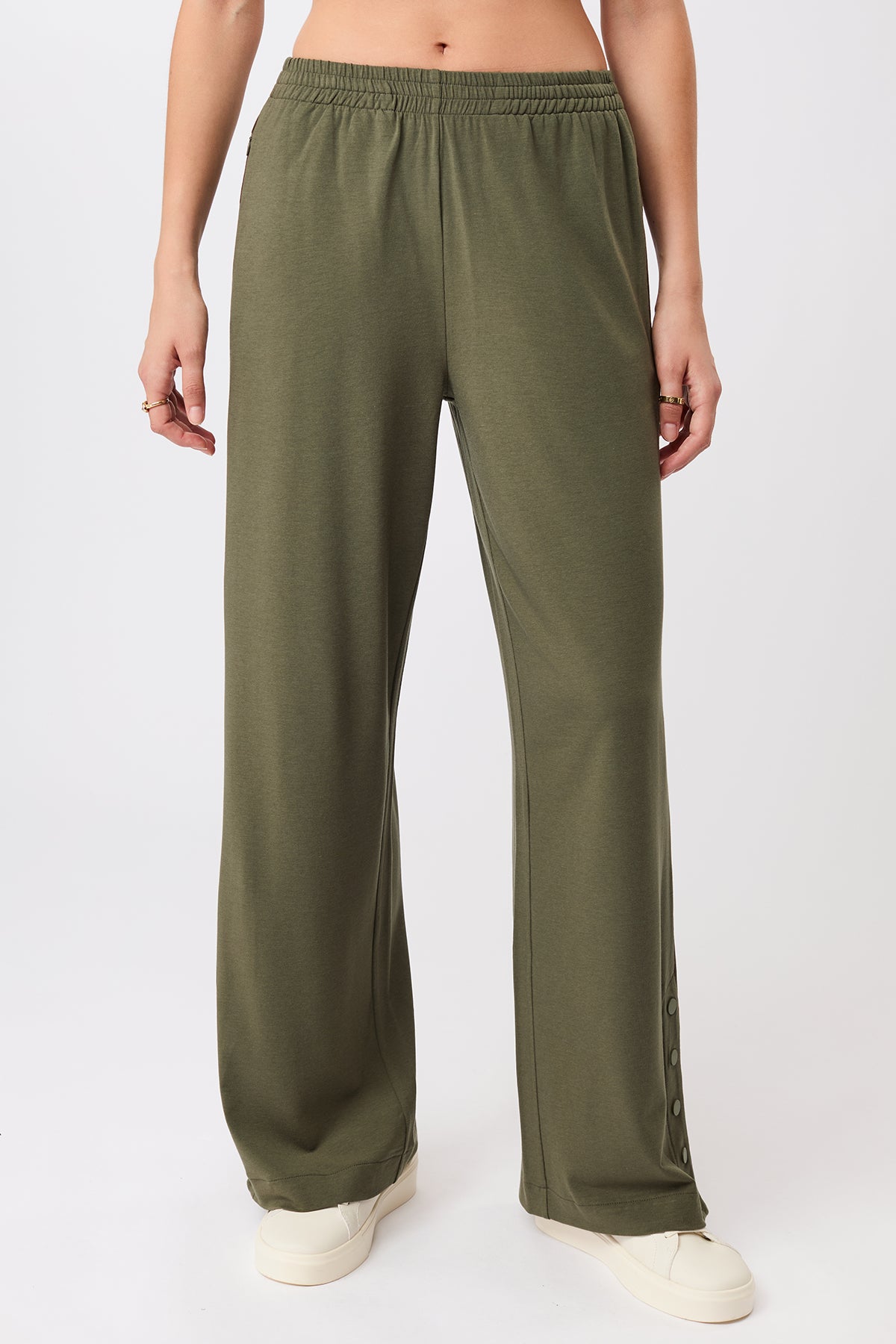 MANDALA womens vegan Track Pants Leaf Green