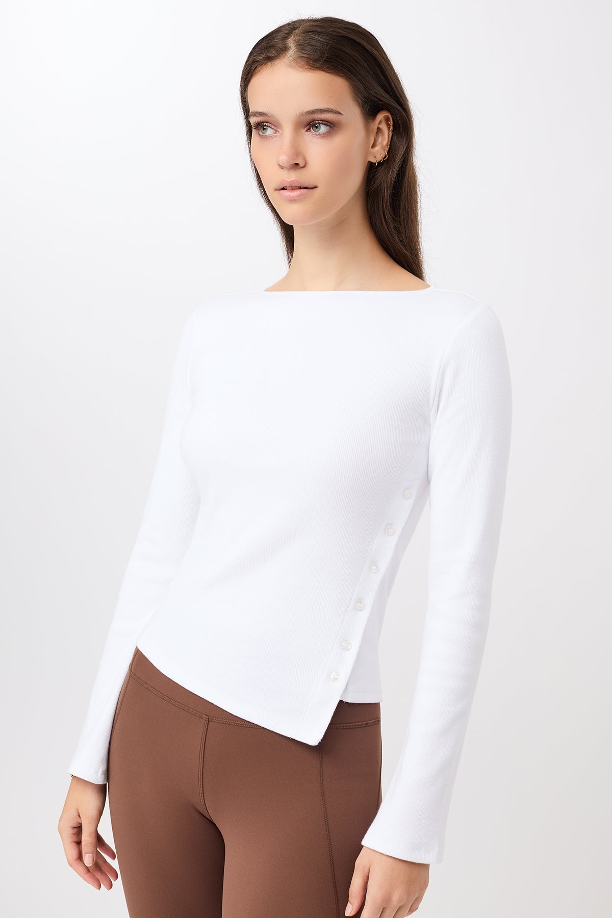 Mandala Damen vegan Longsleeve Side Button Wei&Atilde;Ÿ