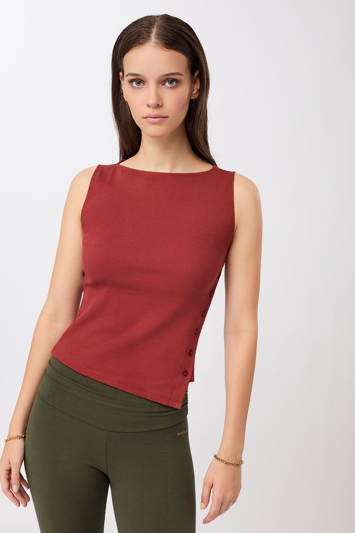 Mandala Damen vegan Top Side Button Siena