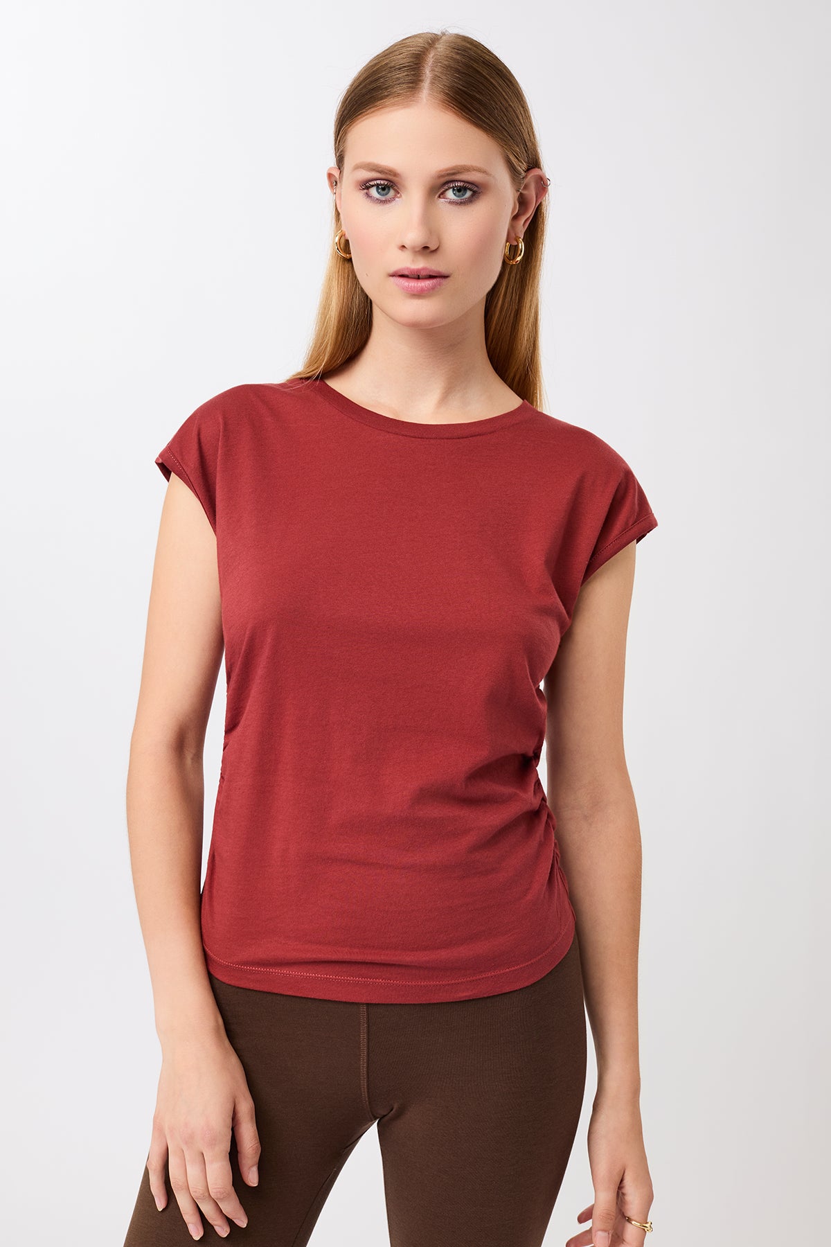 MANDALA womens vegan Top Side Ruffled Siena