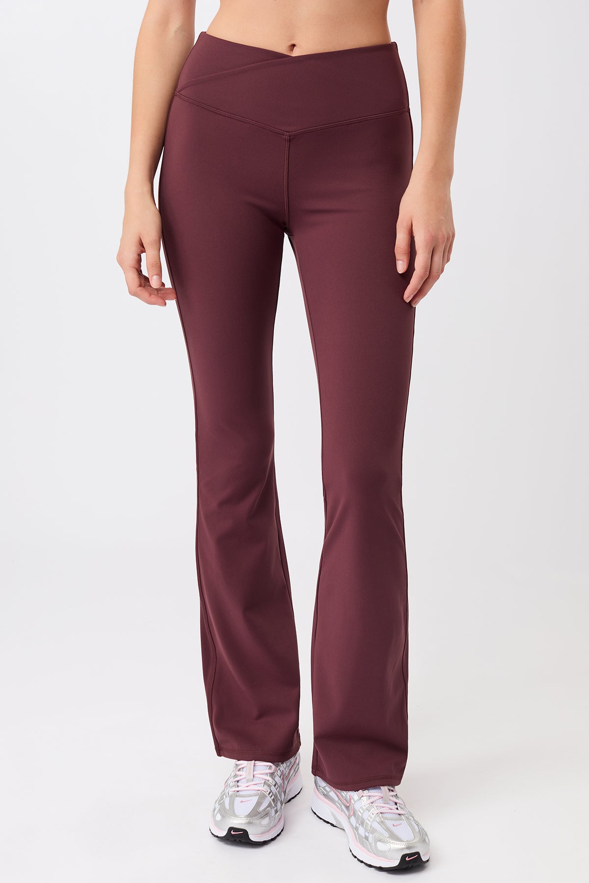 MANDALA womens vegan Sports Pants Flared Ruby