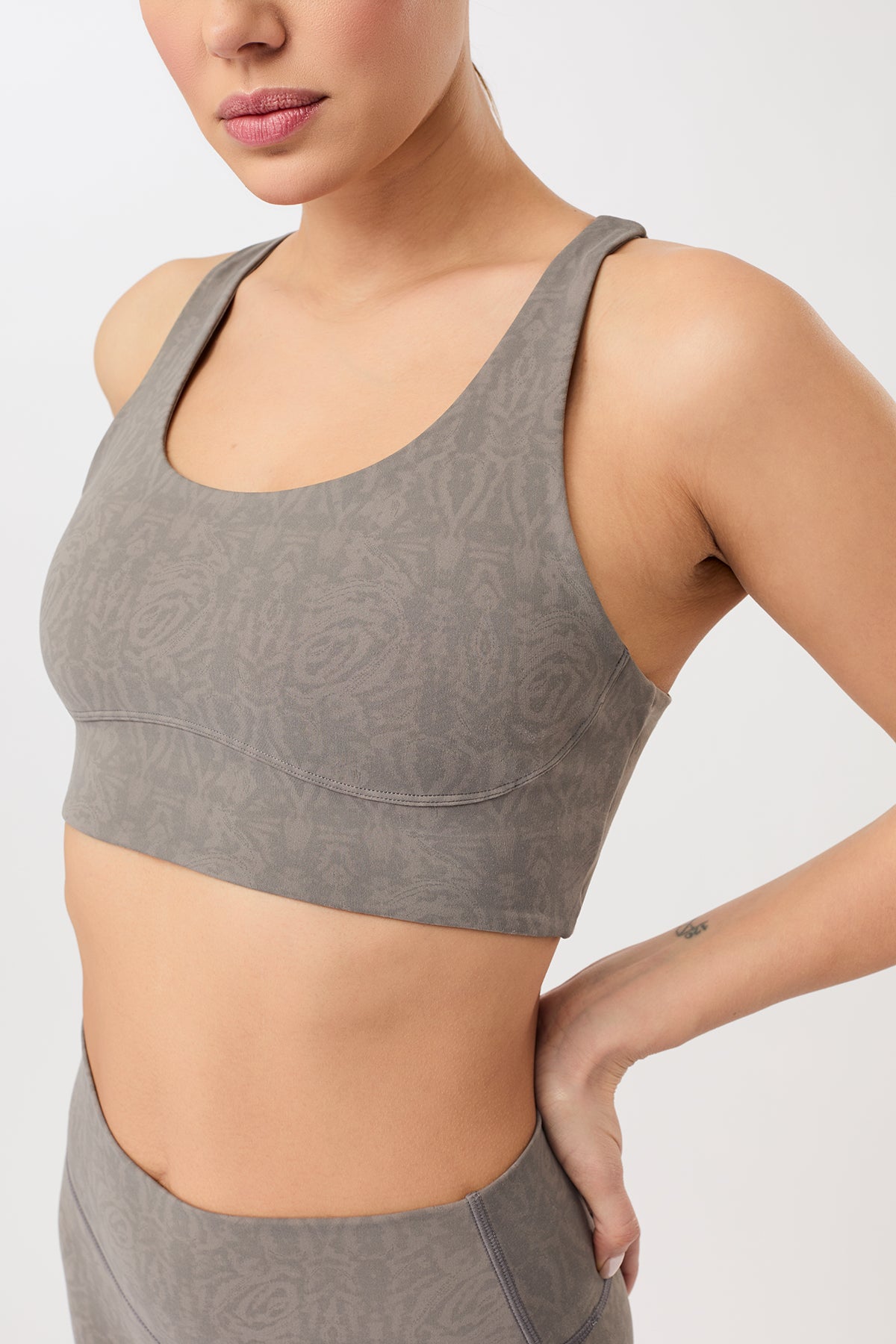 Mandala Damen vegan Sport-Bh Monoprinted Grau