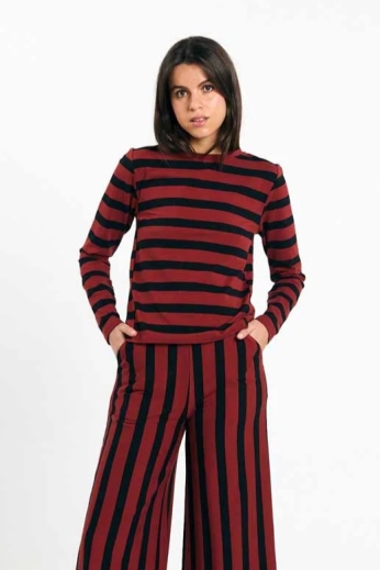SUITE13LAB Damen vegan Top Maia Stripes Brick
