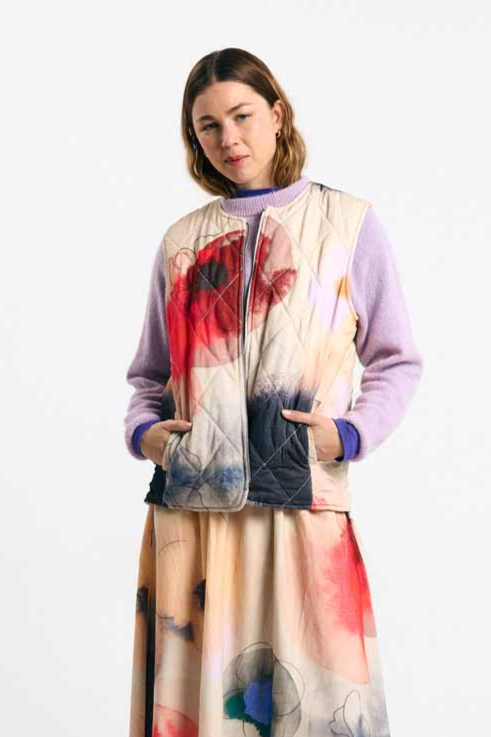 SUITE13LAB womens vegan Vest Meda Print Garden