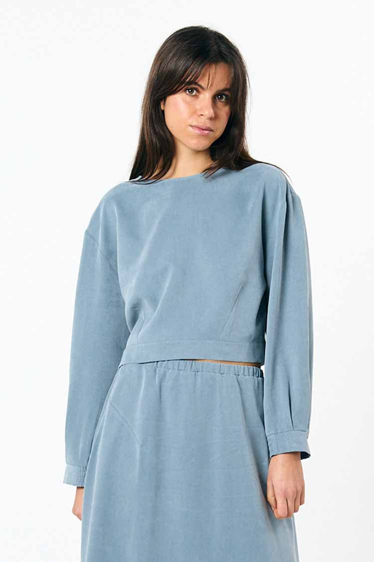 SUITE13LAB Damen vegan Bluse Sintra Blaugrau