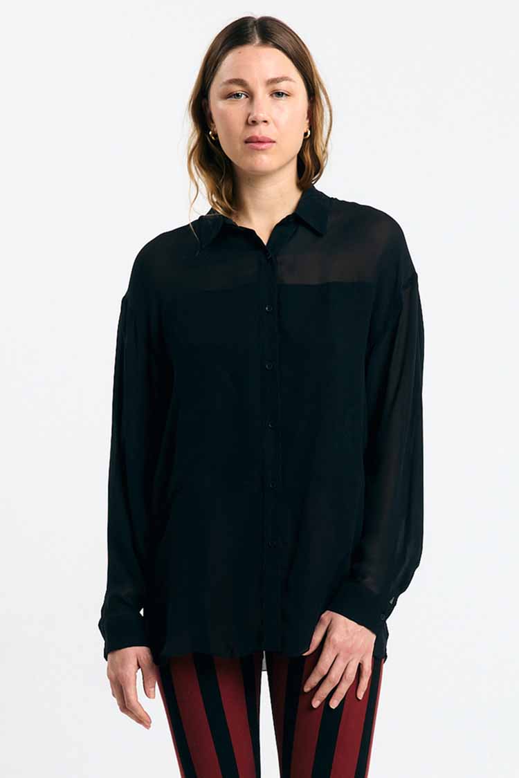 SUITE13LAB womens vegan Shirt Samarra Schiffon Black