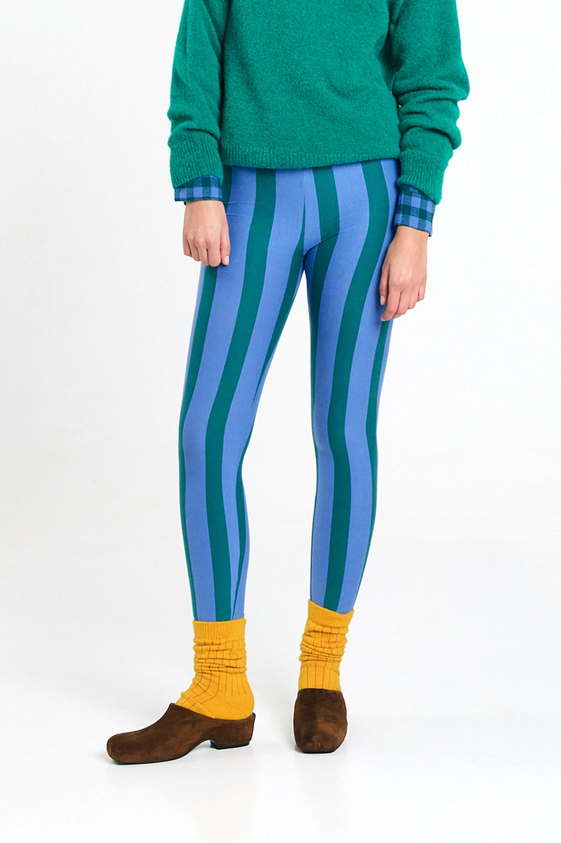 SUITE13LAB womens vegan Leggings Ulmo Stripes Green
