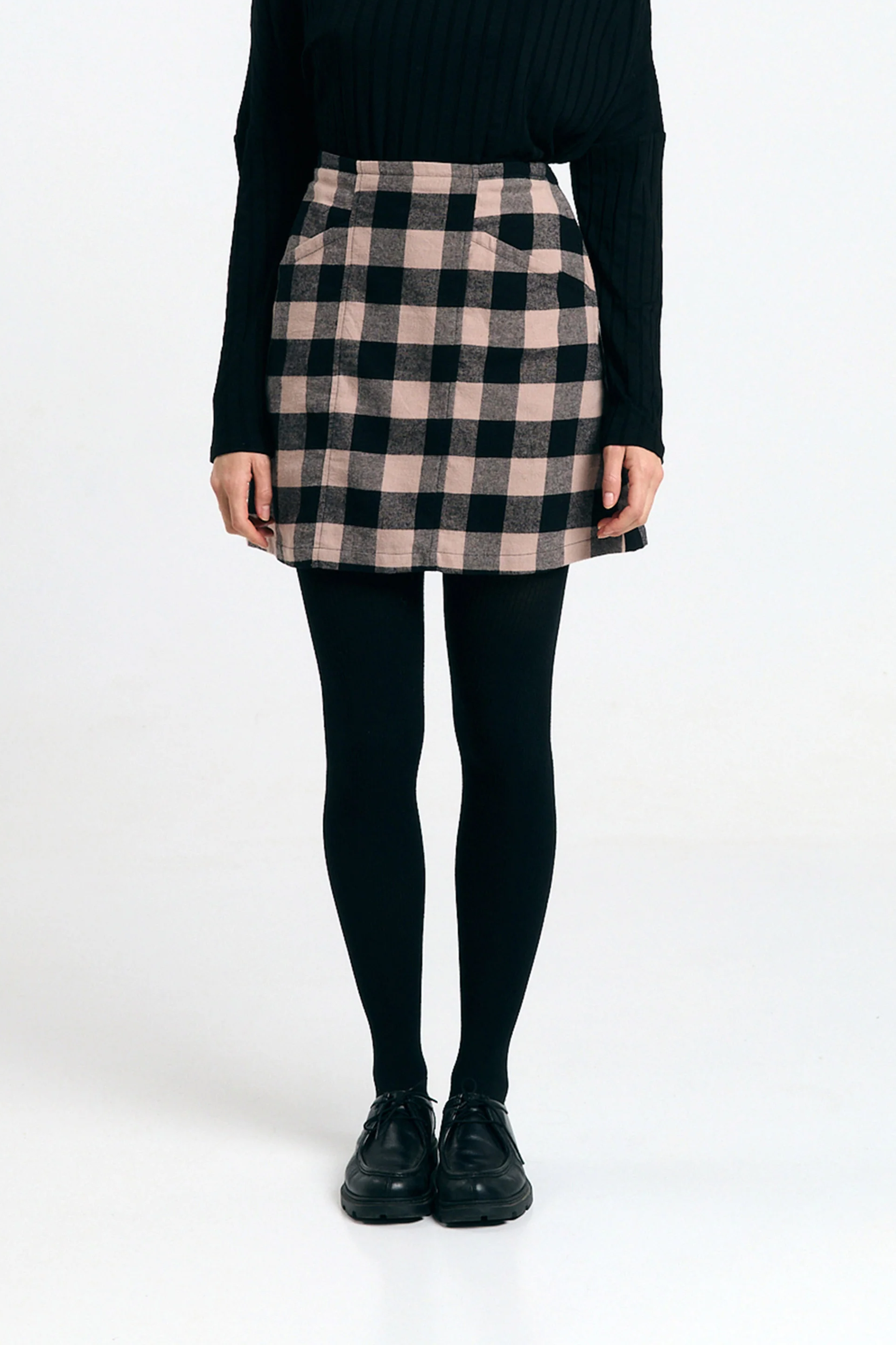 SUITE13LAB womens vegan Skirt Faro Check Black Ecru