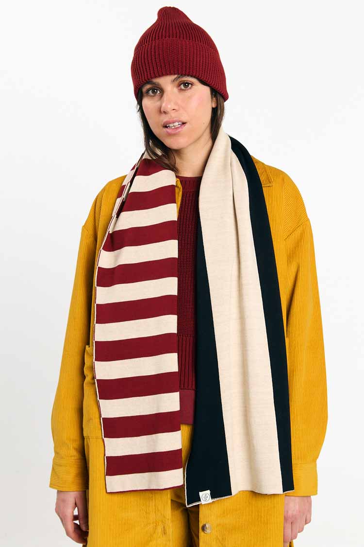 SUITE13LAB Damen vegan Schal London Stripes Schwarz