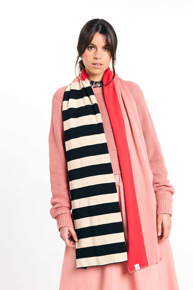 SUITE13LAB Damen vegan Schal London Stripes Rot