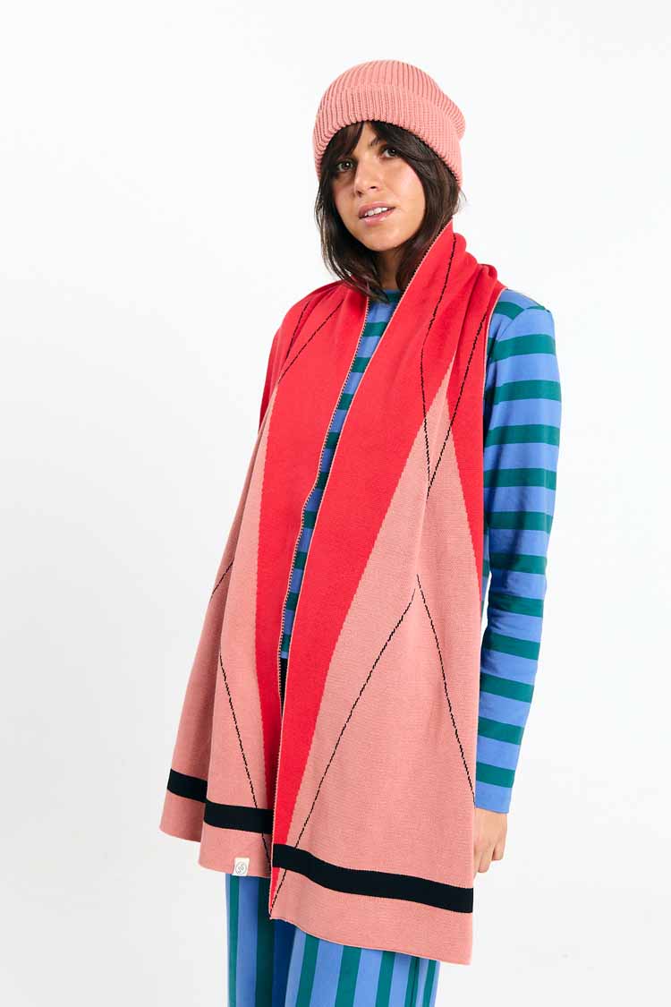 SUITE13LAB Damen vegan Schal London Argyle Rot