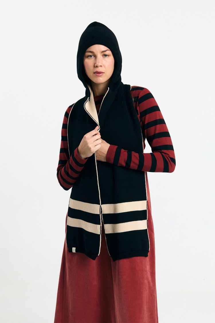 SUITE13LAB Damen vegan Hoodscarf Semide Schwarz