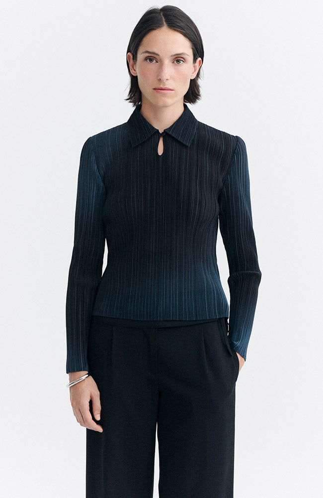 Thinking mu Damen vegan Top Crinkle Agostina Blau