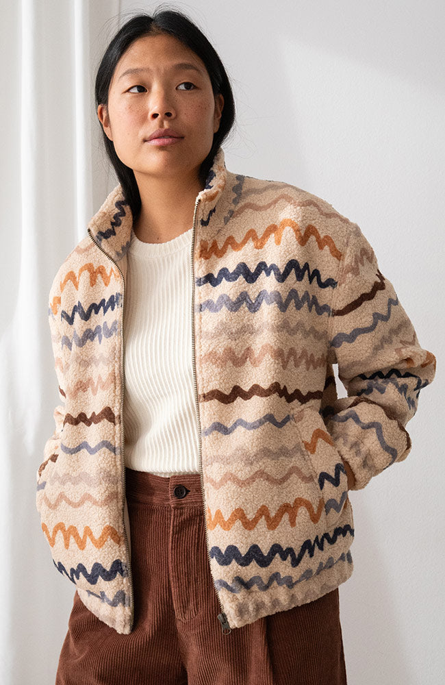 TWOTHIRDS Damen vegan Jacke Keem Printed Ecru