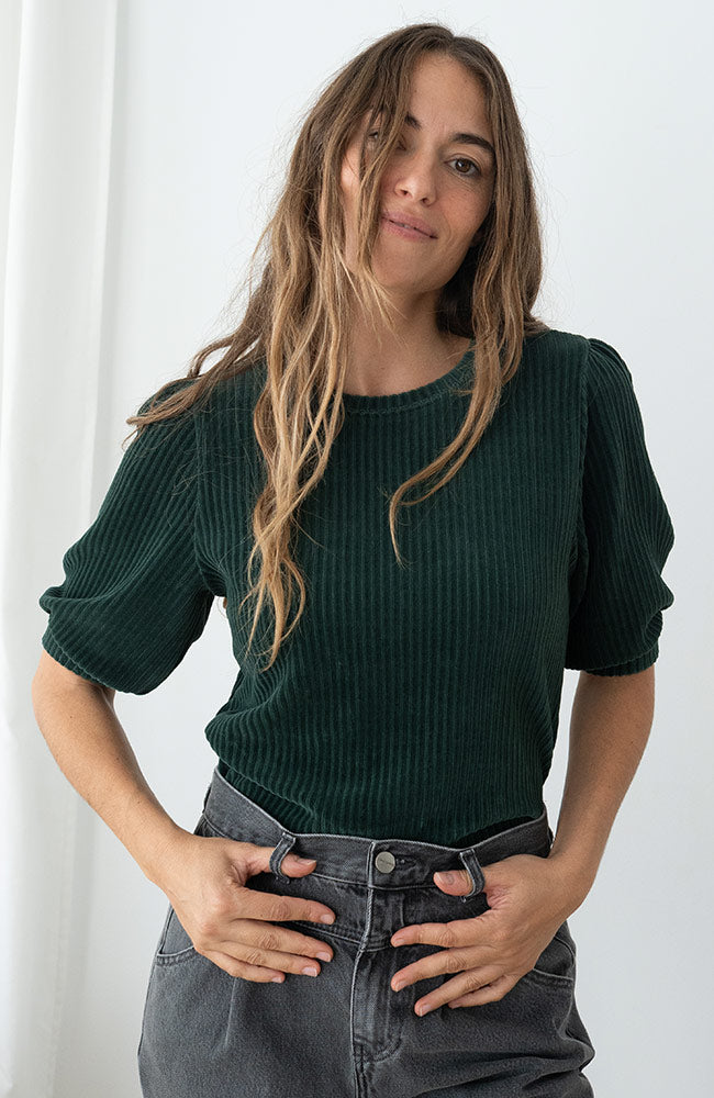 TWOTHIRDS Damen vegan Hemd Horst Vegan Velvet Dunkelgr&Atilde;&frac14;n