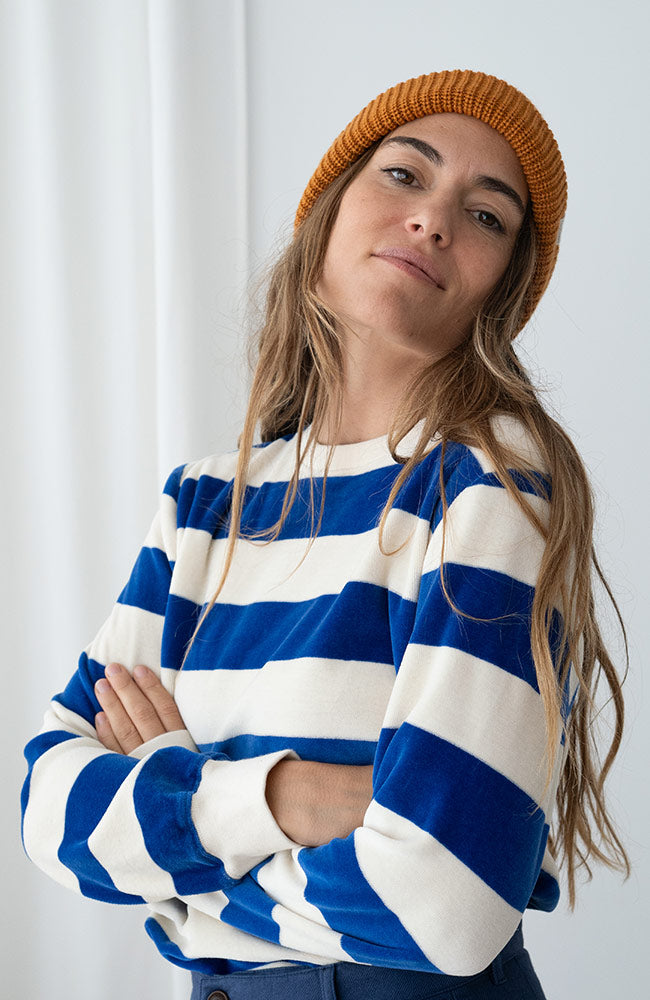 TWOTHIRDS Damen vegan Longsleeve Hawi Ultramarine Stripes
