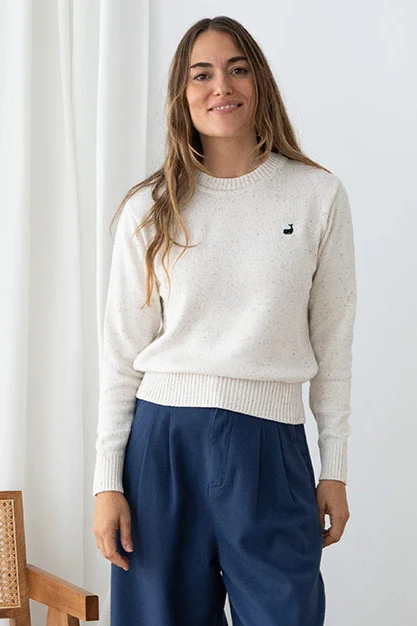 TWOTHIRDS Damen vegan Pullover Wando Ecru Neps