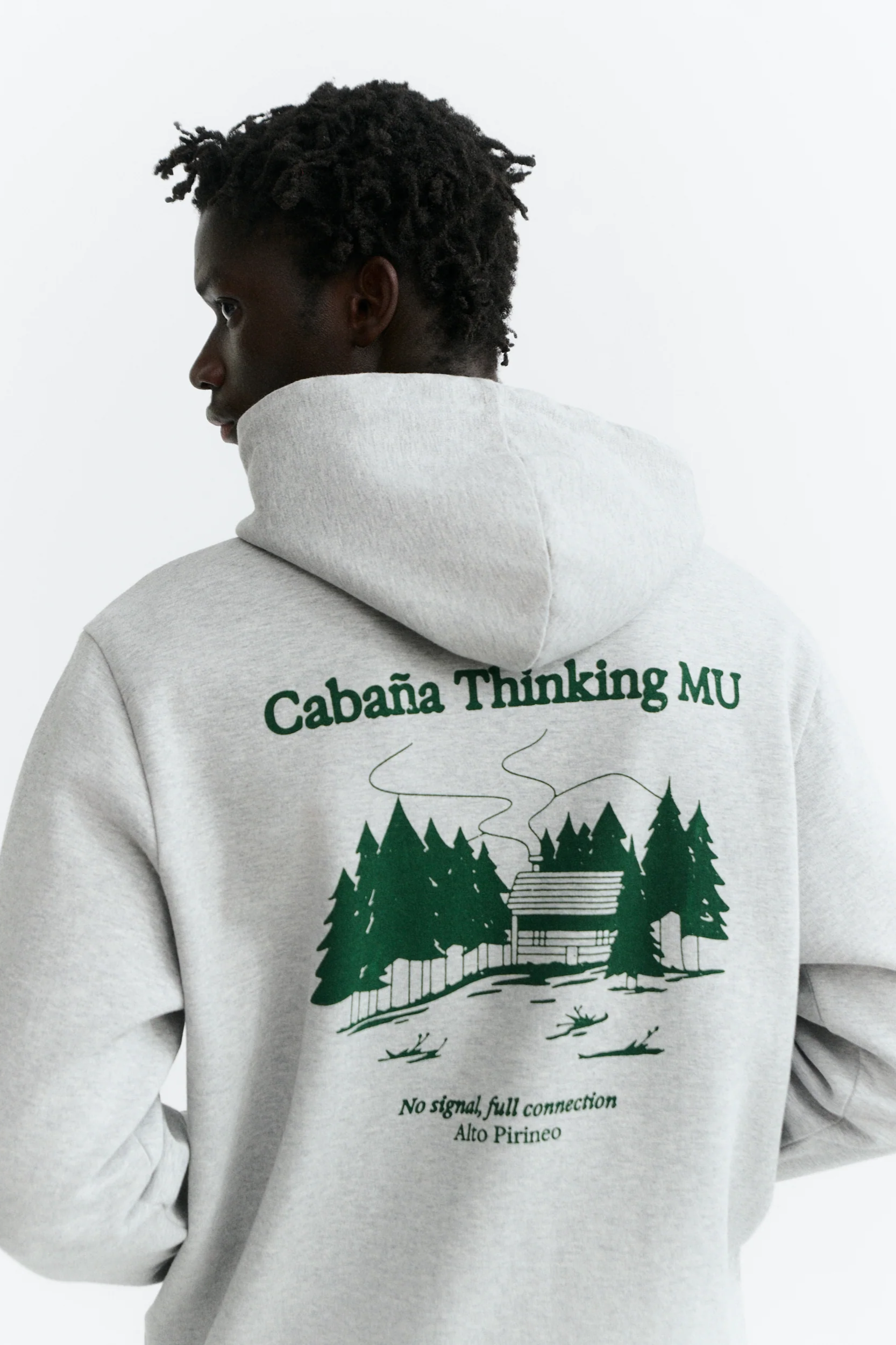 Thinking mu Herren vegan Hoodie Saul Pyrenees Grau Meliert
