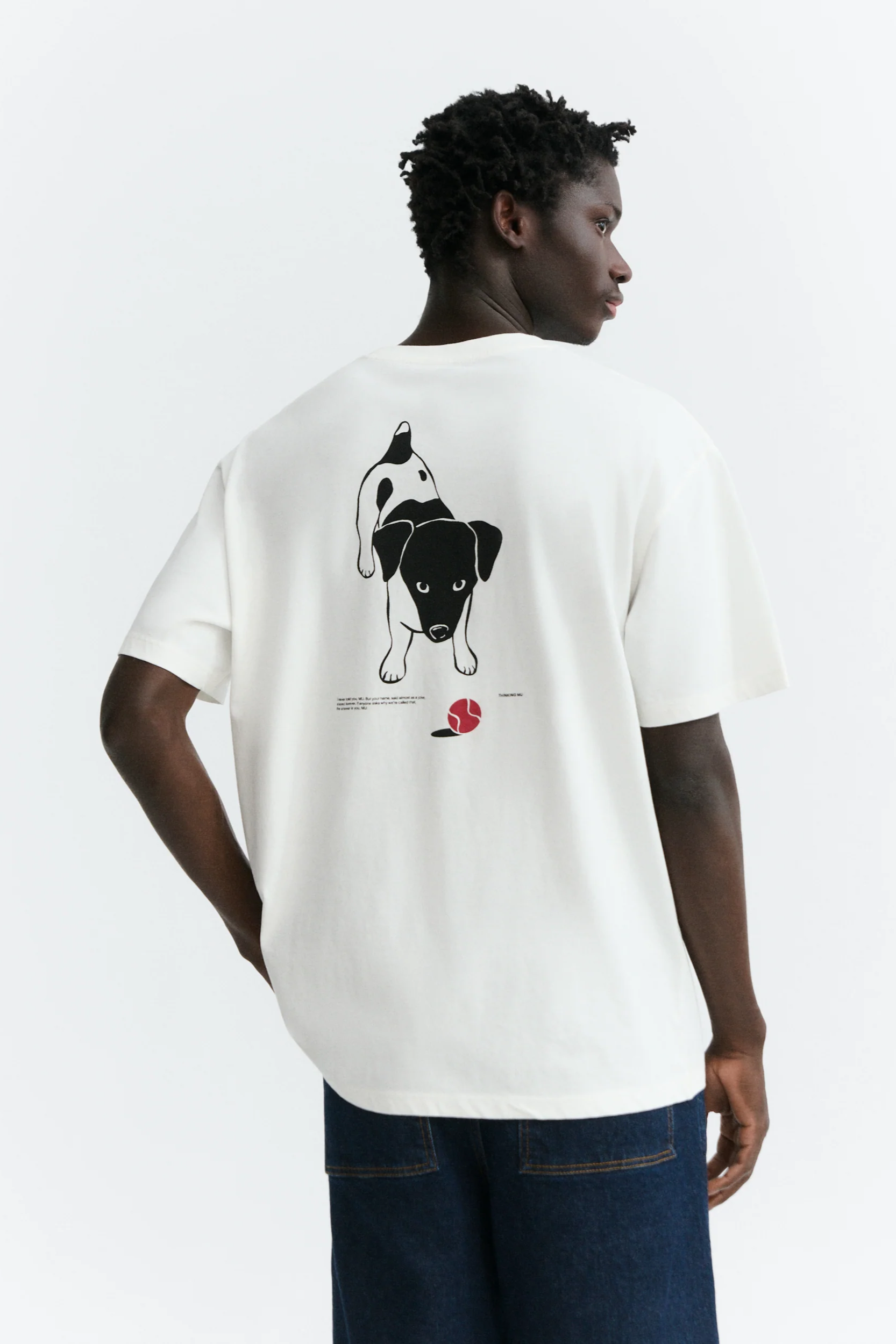 Thinking mu Herren vegan T-Shirt Aaron Dog Ball Wei&Atilde;Ÿ