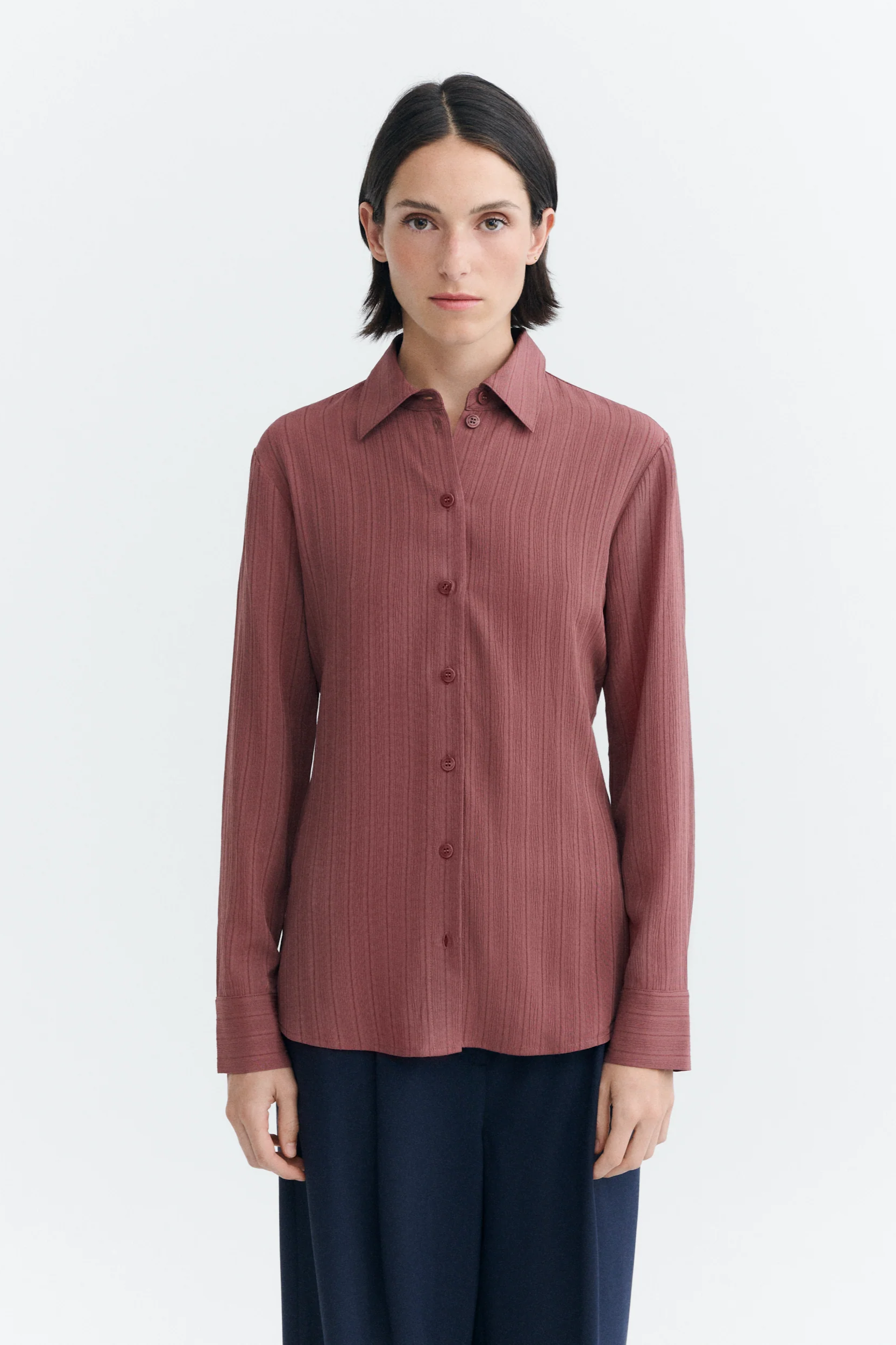 Thinking MU womens vegan Blouse Katha Fitted Burgundy
