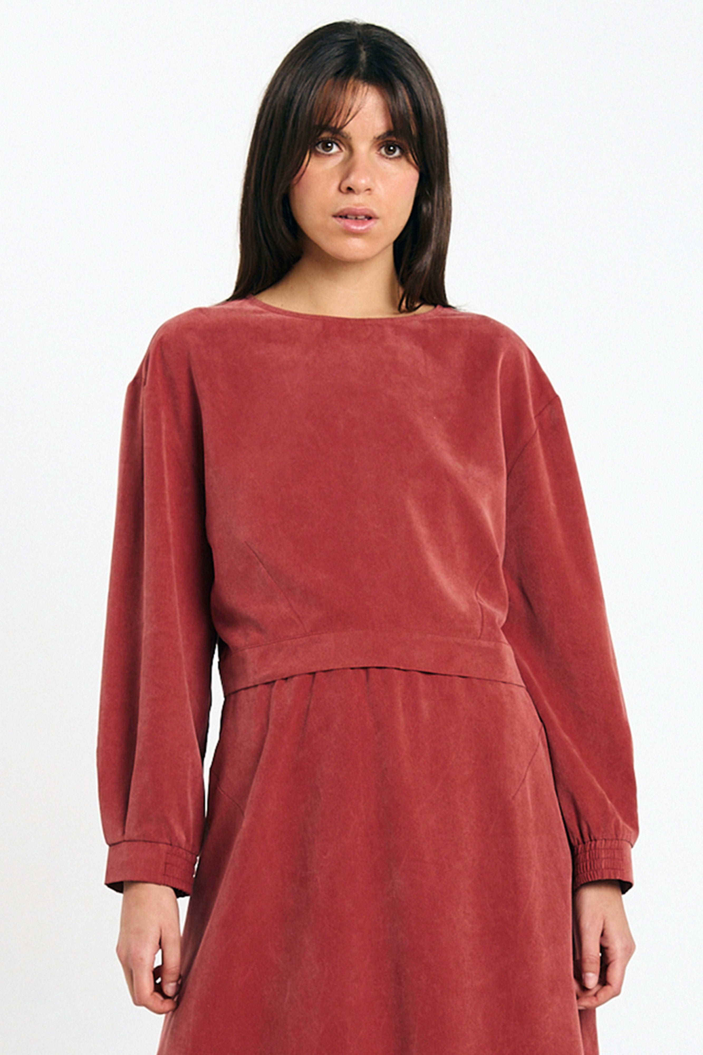 SUITE13LAB Damen vegan Bluse Sintra Ziegelrot