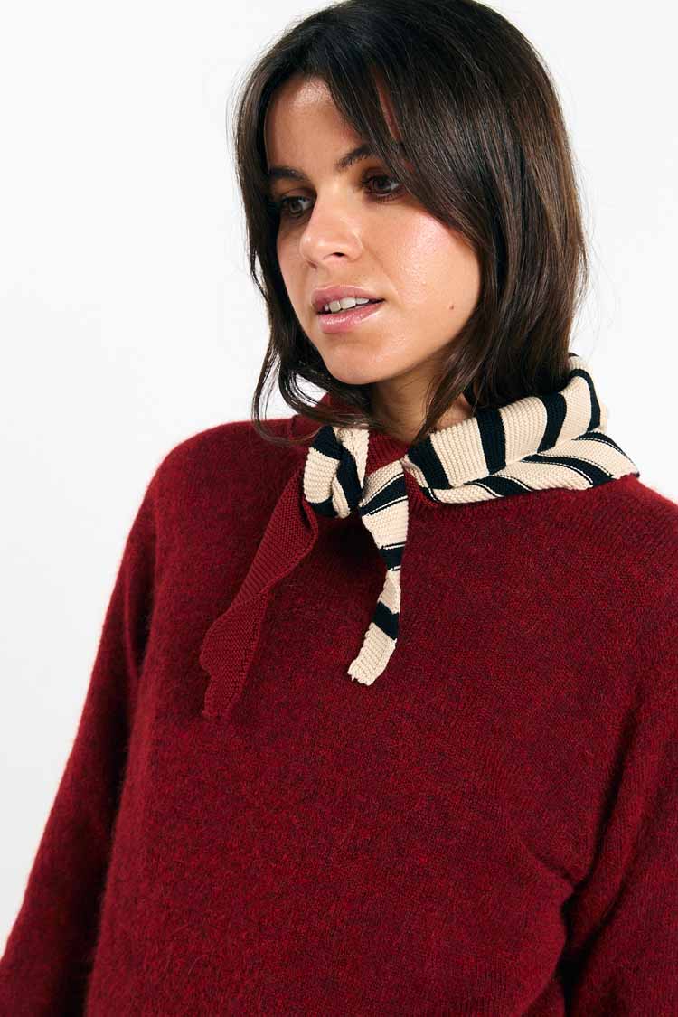 SUITE13LAB womens vegan Scarf Alma Stripes Brick
