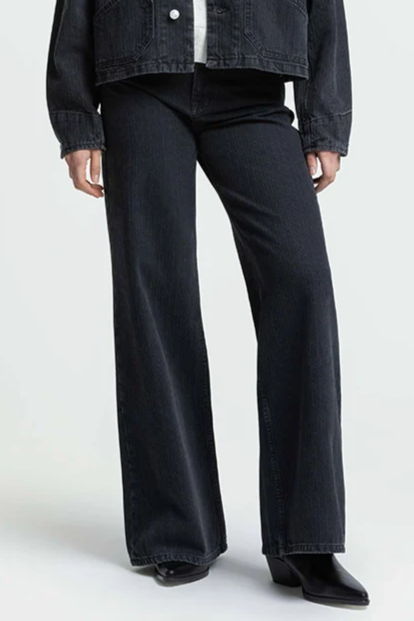 Kings of Indigo womens vegan Jeans Tanja Stripe Washed Black