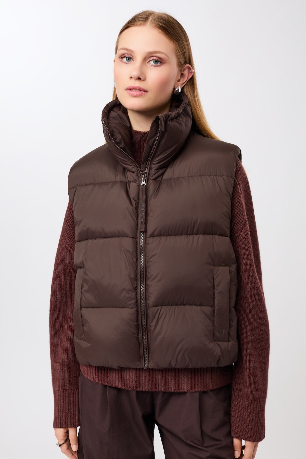 LangerChen womens vegan Vest Quilted Padded Coffee