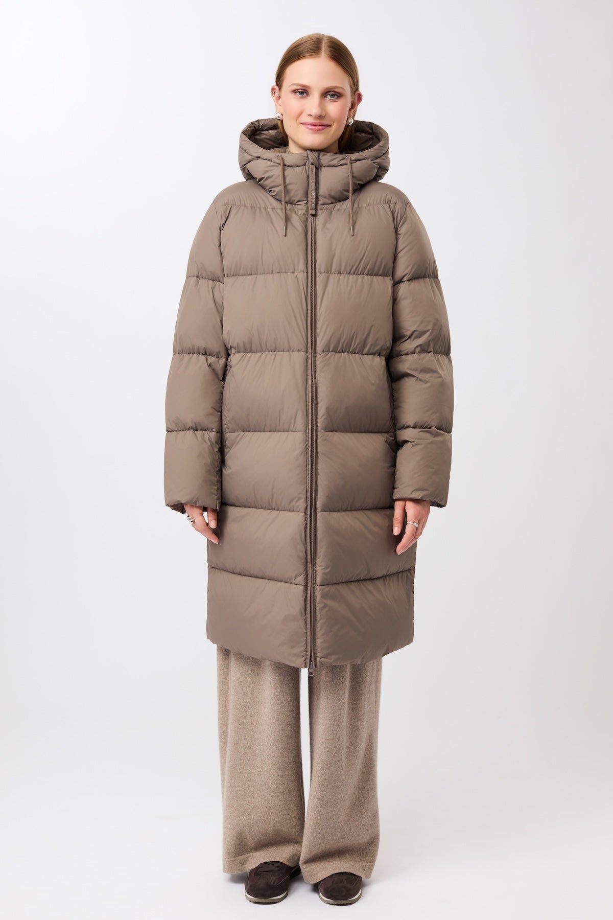 LangerChen Damen vegan Mantel Lightweight Quilted Concrete
