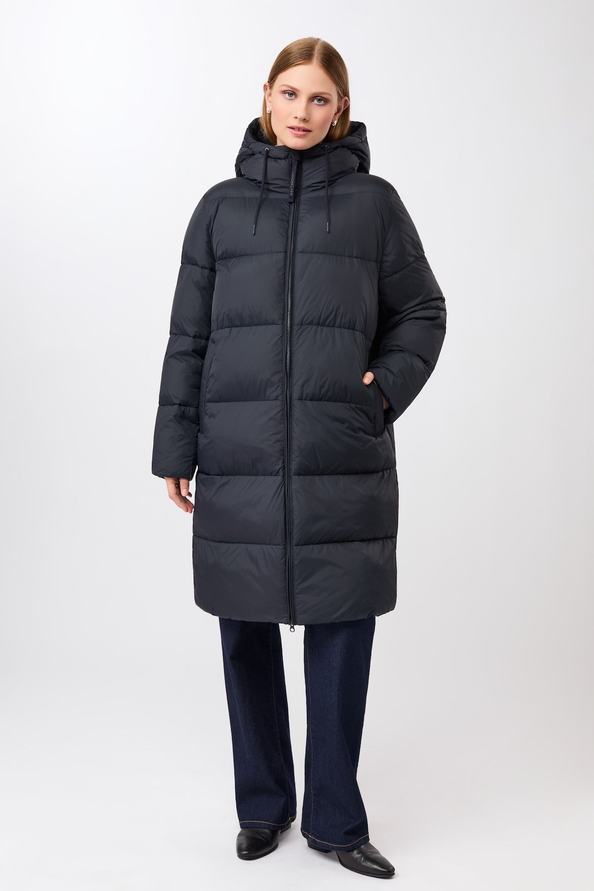 LangerChen Damen vegan Mantel Lightweight Quilted Midnight
