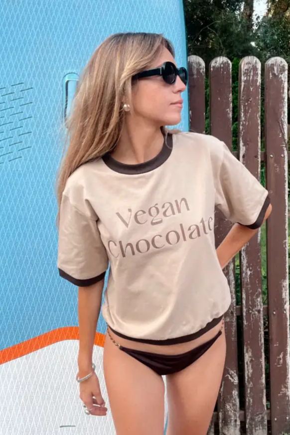 New Orchard Damen vegan T-Shirt Vegan Chocolate Braun