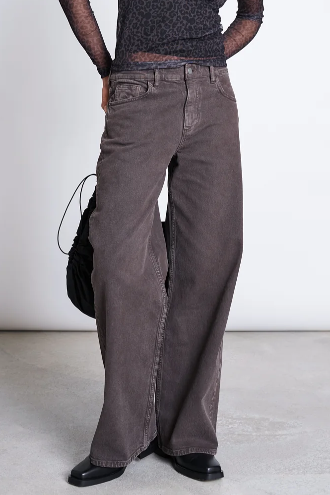 JAN N JUNE JAN 'N JUNE Damen vegan Jeans Mit Weitem Bein Und Mittlerer Leibh&Atilde;&para;he, Farbe &acirc;&zcaron;tacna Mud&acirc;œ