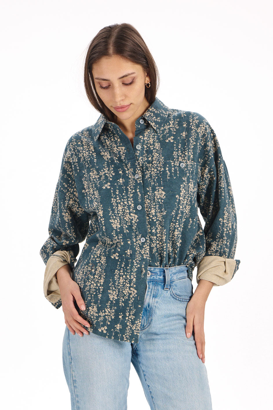 KOMODO womens vegan Shirt Hanako Blue Floral