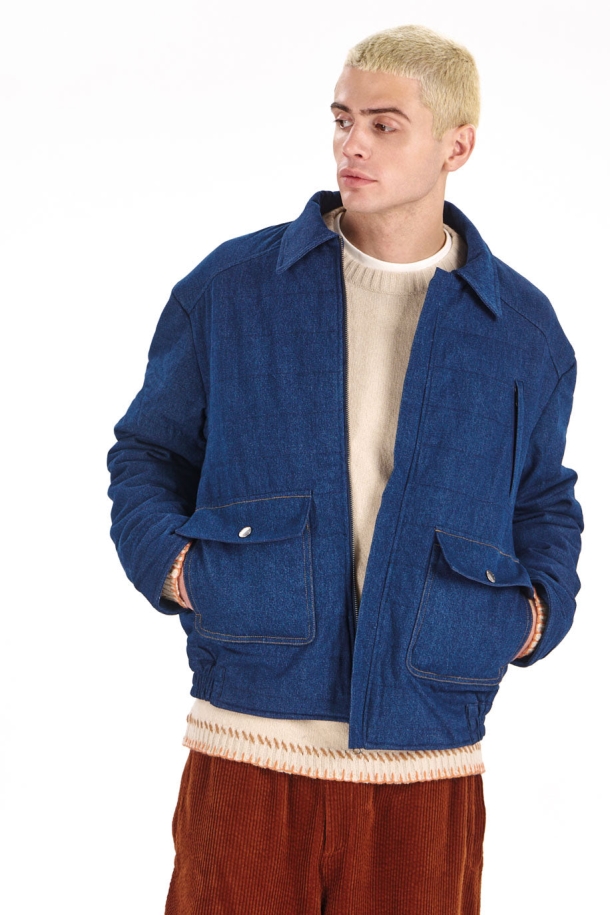 KOMODO Herren vegan Steppjacke Frankie Aus Denim Blau