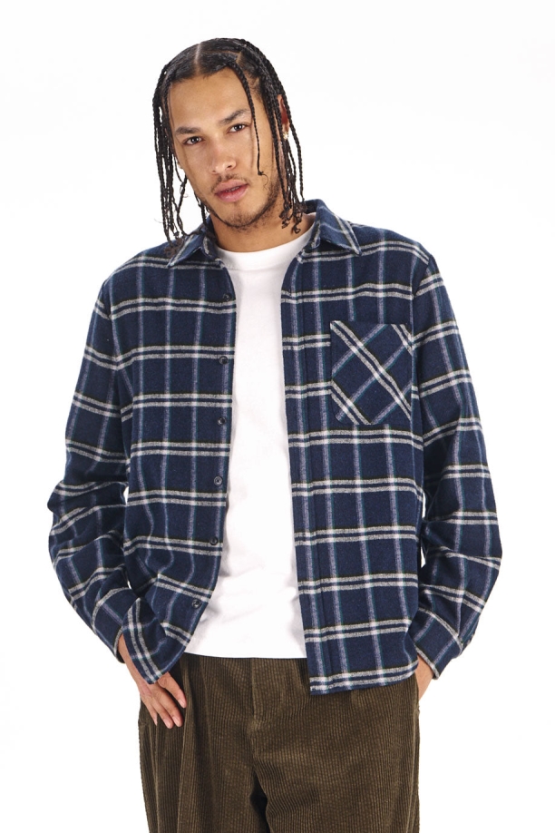 KOMODO Herren vegan Overshirt Santi Navy Check