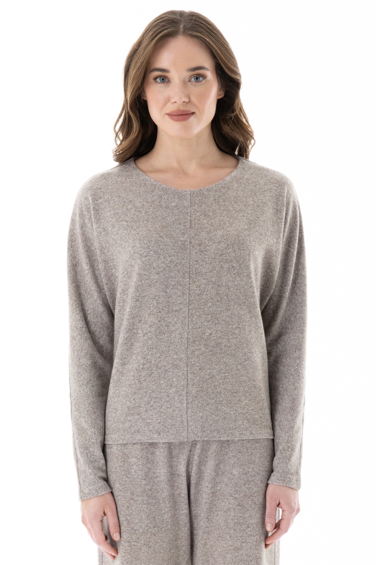 ORGANICATION Damen vegan Langarmshirt Braun Meliert