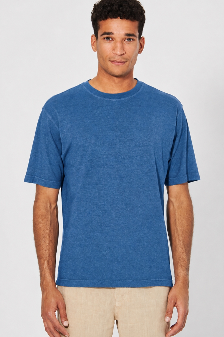 HempAge Herren vegan T-Shirt Basic Meeresblau