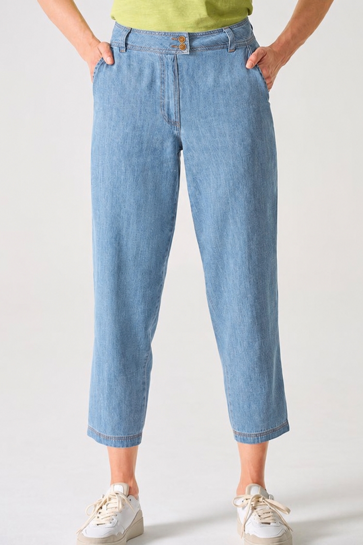 HempAge Damen vegan Baggy Jeans In Uniblue