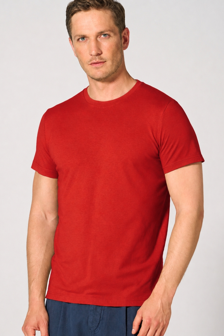 HempAge Herren vegan T-Shirt Slim Fit Hagebuttenrot
