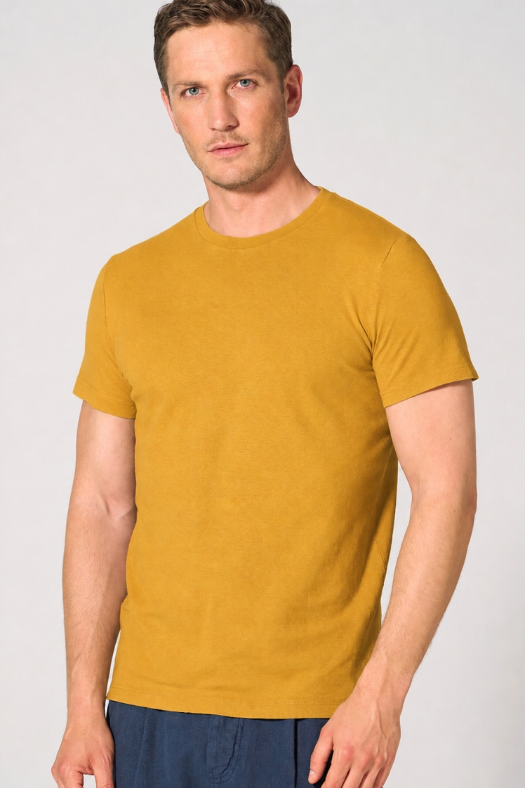 Hempage men vegan T-Shirt Slim Fit Curry Yellow