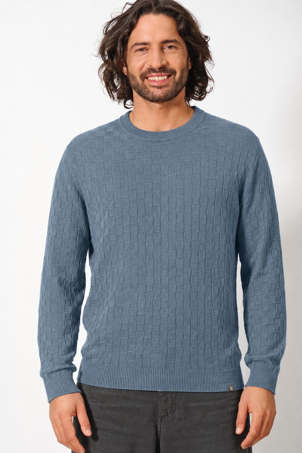 HempAge Herren vegan Pullover In Taubenblau
