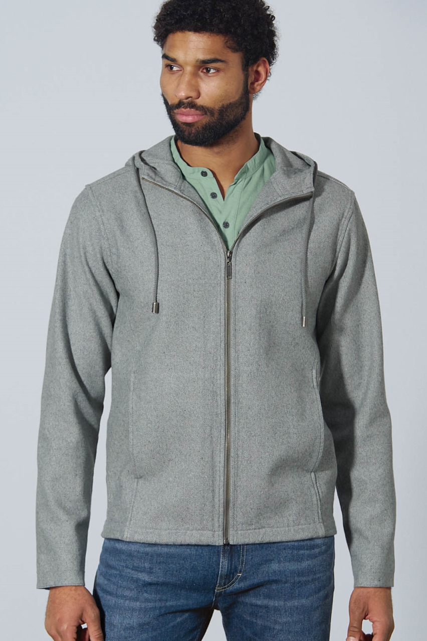 HempAge Herren vegan Kapuzenjacke Freizeit Dunkelgrau