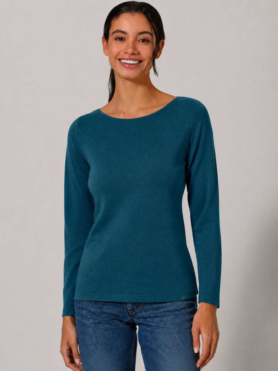 Hempage Damen vegan Reef Shirt Mit Langen Ã„rmeln In Teal