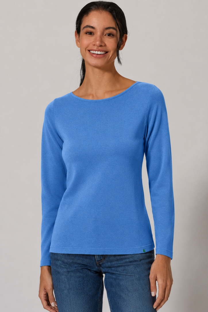 HempAge Damen vegan Langarm Top In Ozeanblau