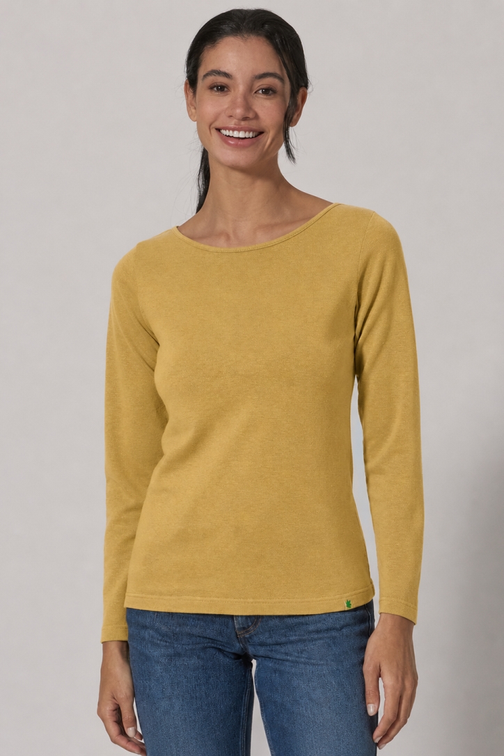 HempAge Damen vegan Langarm Top In Dijon Gelb