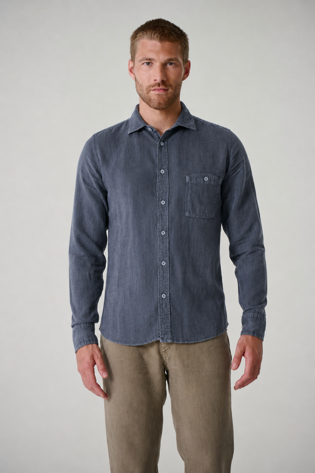 HempAge Herren vegan Hemd Slim Fit Dunkelgrau